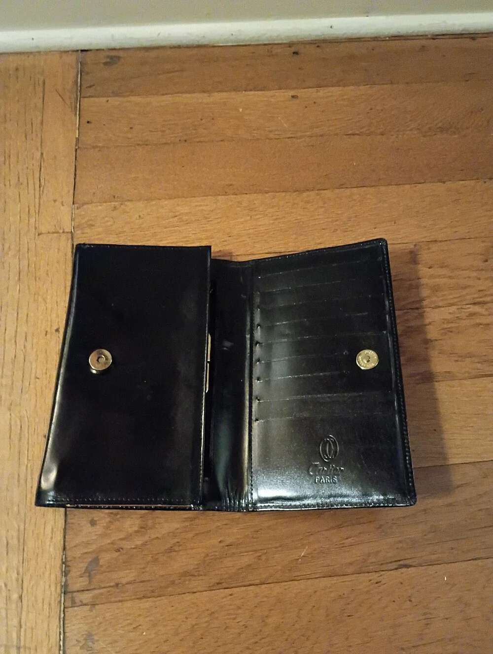 vintage black Cartier Paris bifold leather wallet  cardholder